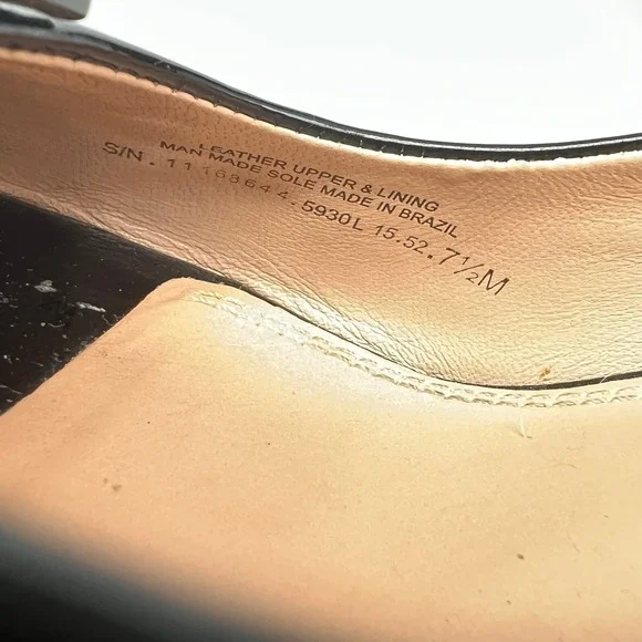 Tory Burch Black Patent Leather Peep Toe Wedge Pumps Logo Medallion 7.5M 5930L - Picture 3 of 10